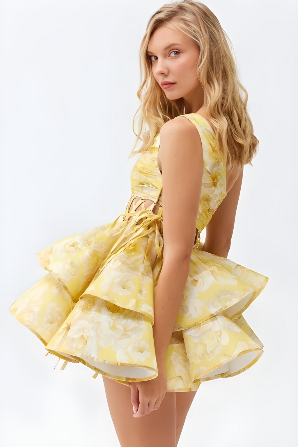 Daphne | Květinové Mini Šaty na Jedno Rameno