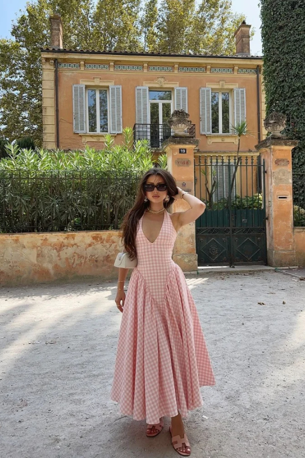 Romina | Plaid Print Midi Dress