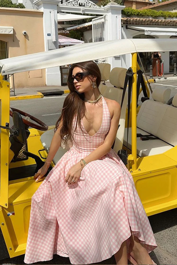 Romina | Plaid Print Midi Dress