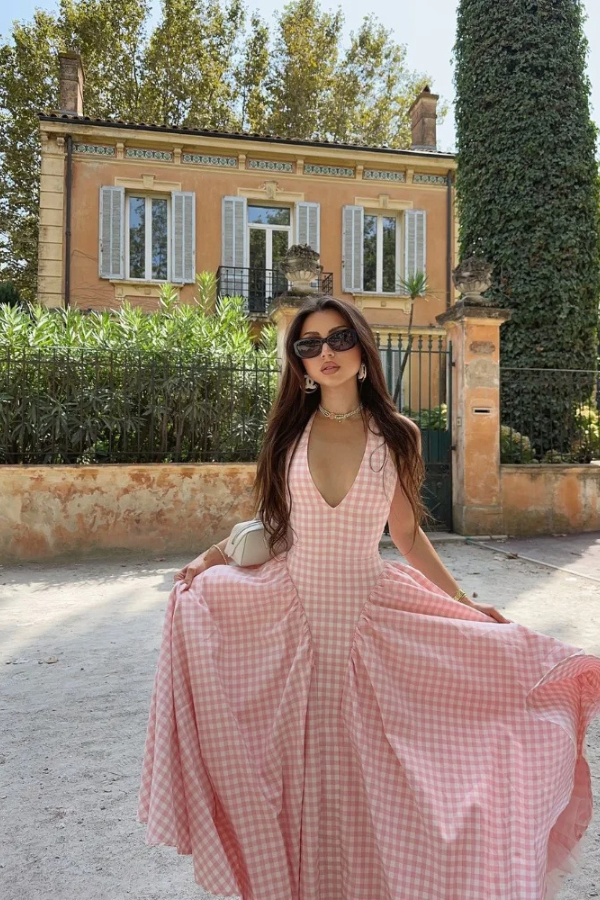 Romina | Plaid Print Midi Dress