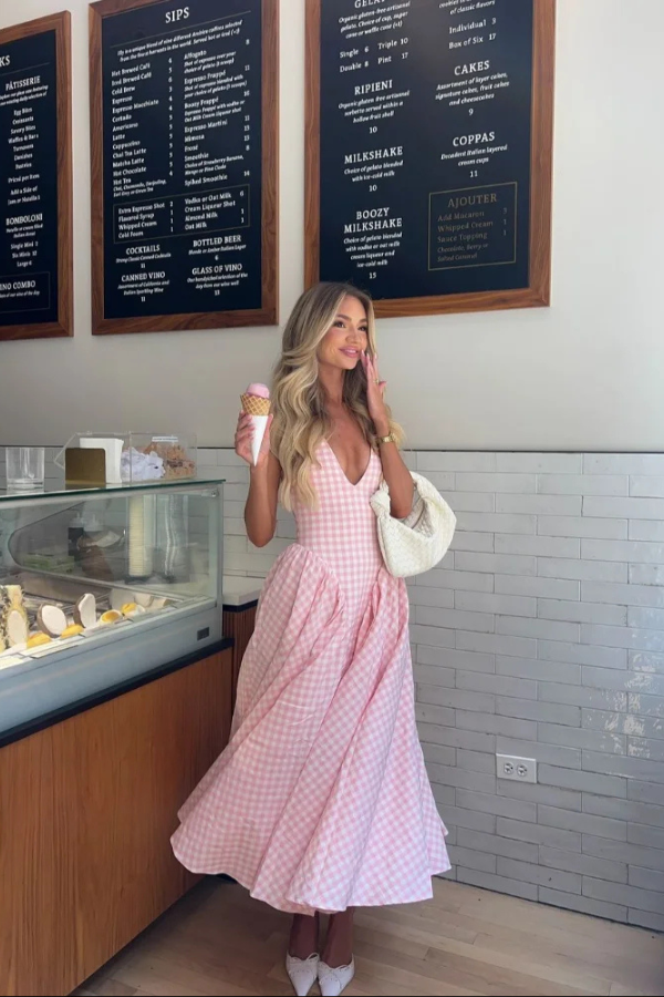 Romina | Plaid Print Midi Dress