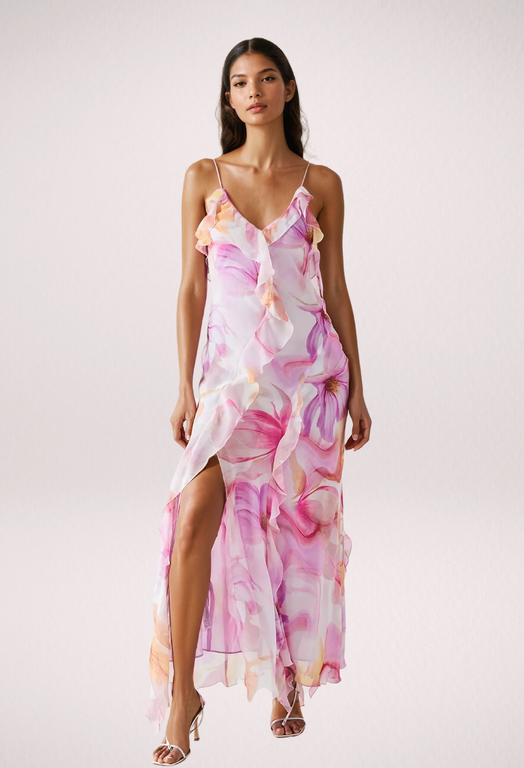 Nylah | Floral Ruffle Maxi Dress