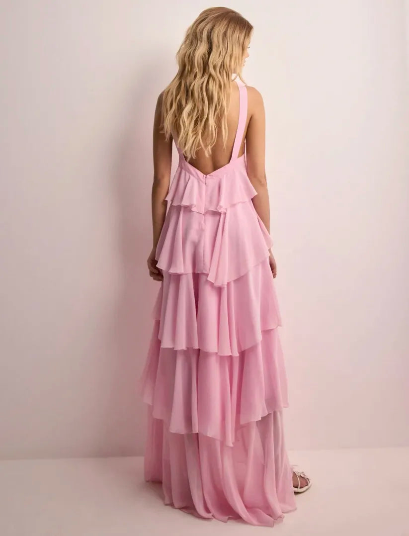 Amira | Ruffle Backless Maxi Dress