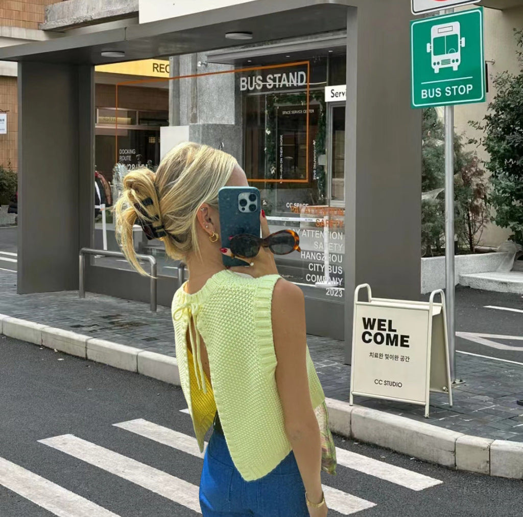 Amy | Pletený cardigan bez zadního dílu