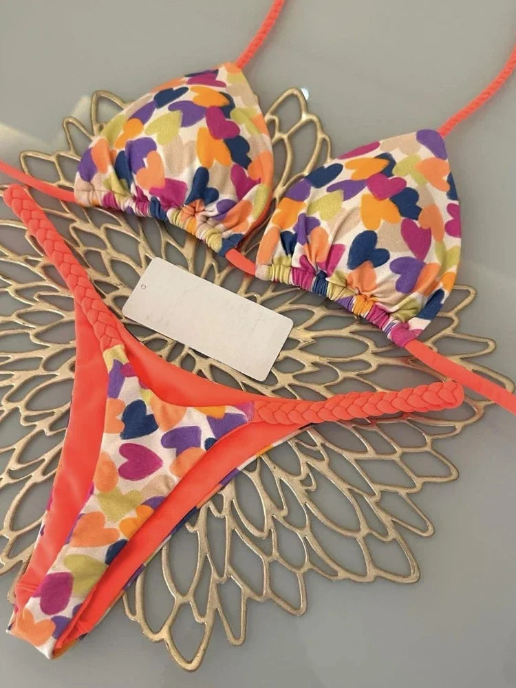 Trojúhelníkový bikini s potiskem