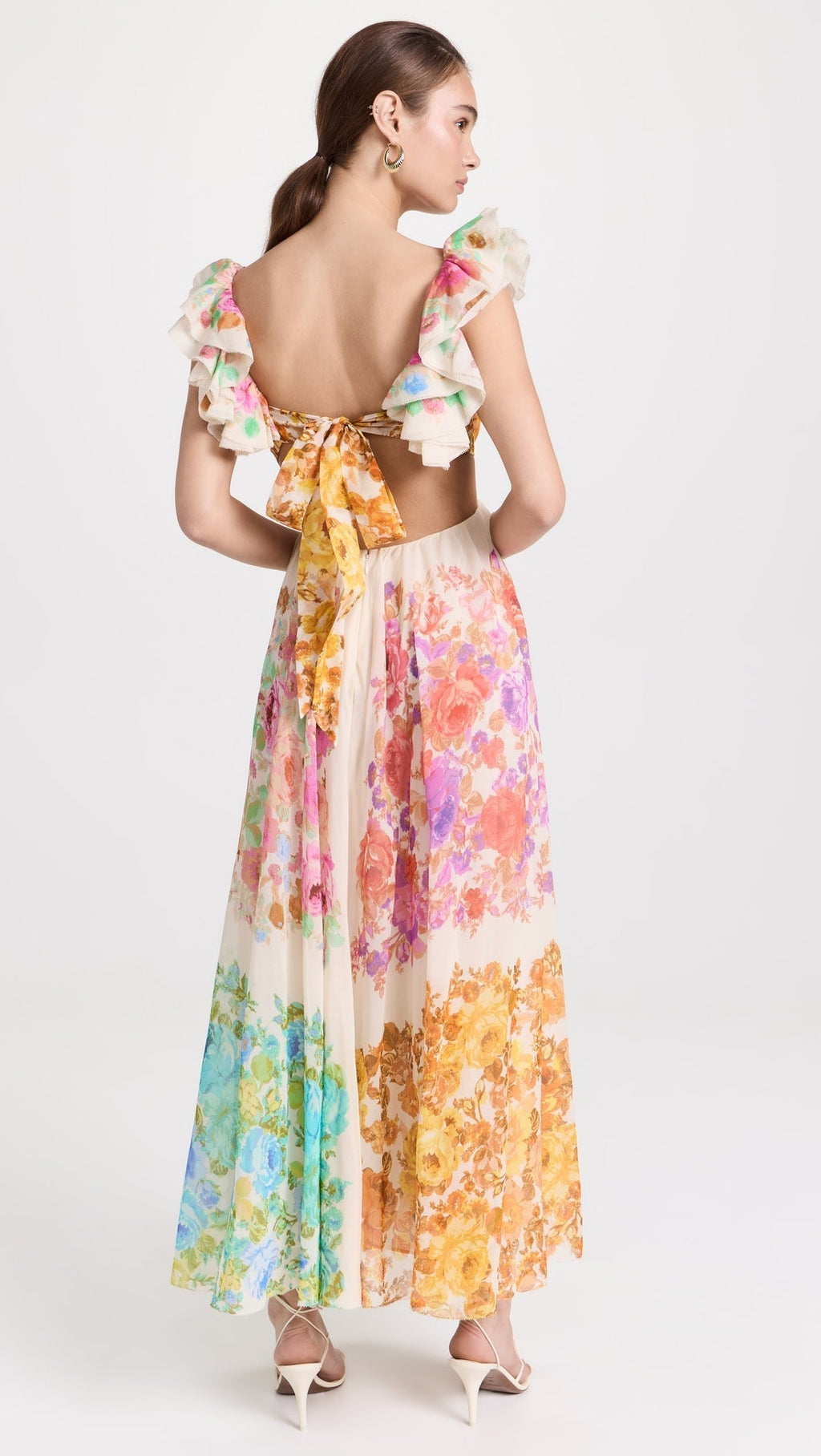Maya | Boho Blossom Ruffle Midi šaty
