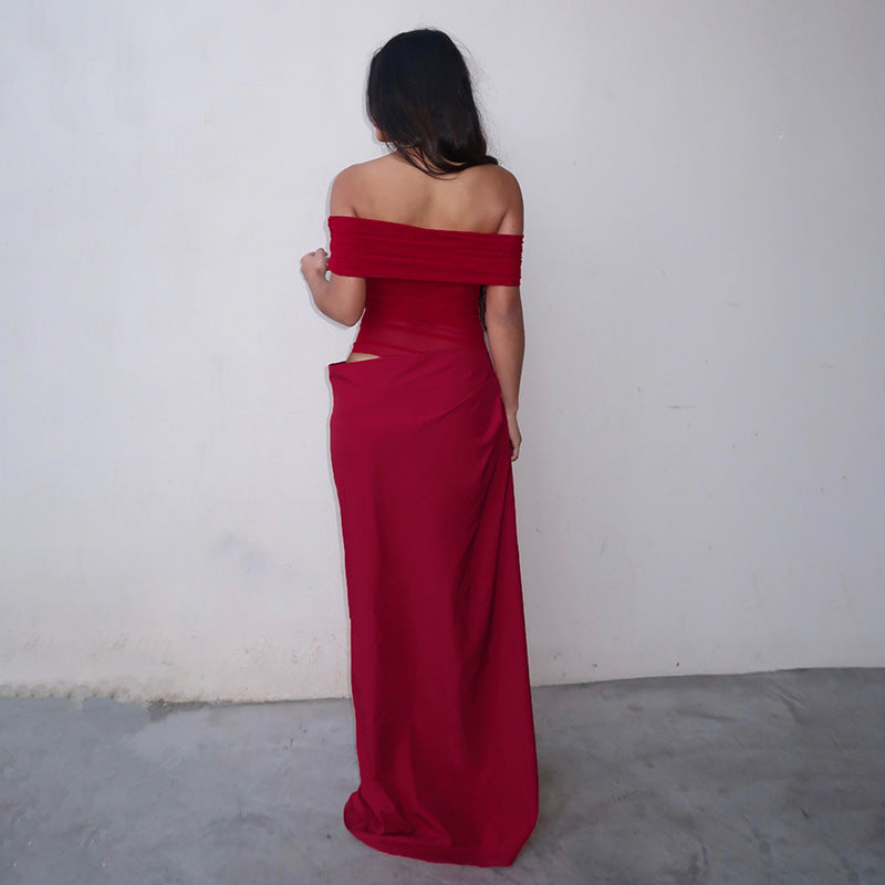 Maisy | Maxi šaty s odhalenými rameny a síťovinou