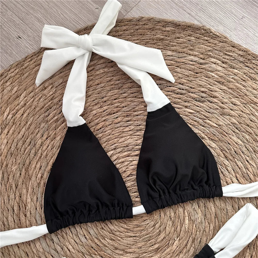 Halter Bikini Černá/Bílá