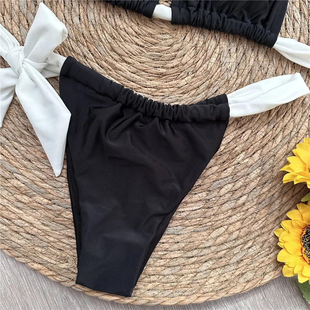 Halter Bikini Černá/Bílá