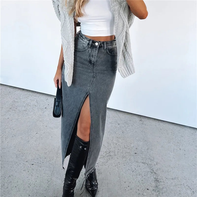 Džínová maxi sukně