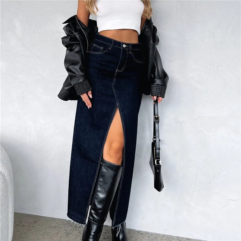 Džínová maxi sukně