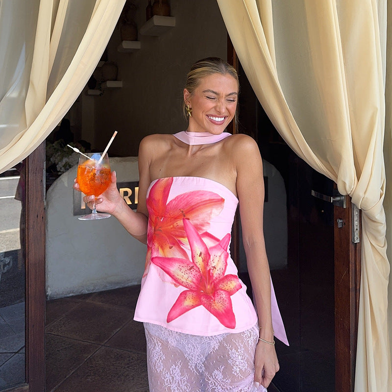 Ariah | Květinový bezrukávový top s šátkem