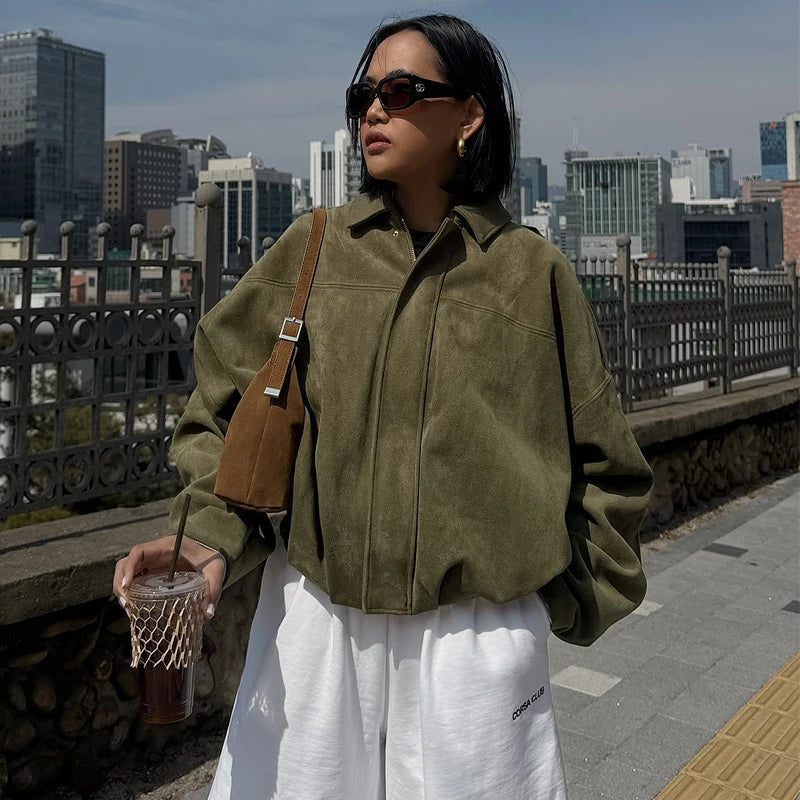 Semišová bomberová bunda VIRAL