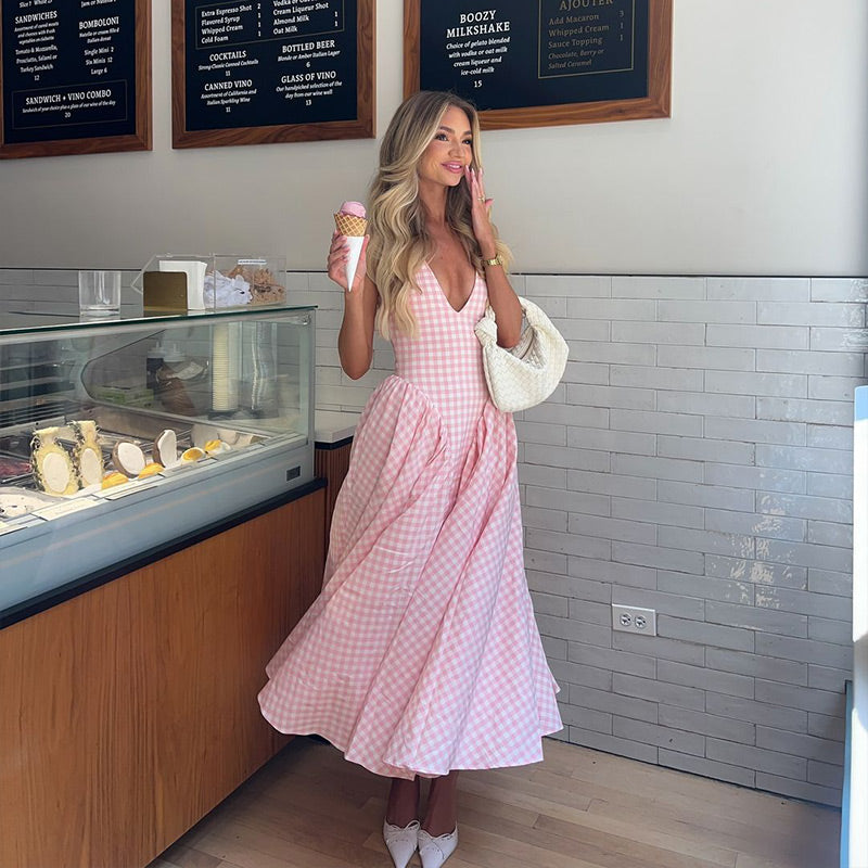 Romina | Midi šaty s kostkovaným potiskem