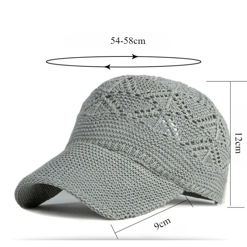 Síťová dámská baseballová čepice pletená letní prodyšná s ochranou proti slunci