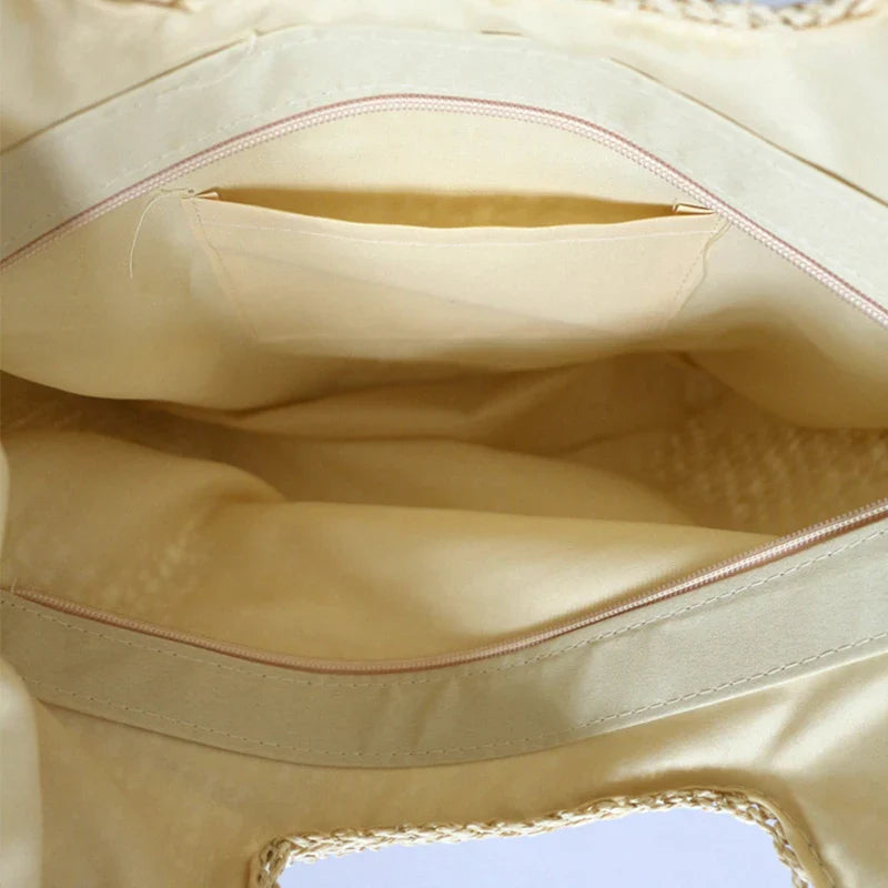 Plážová vintage ručně tkaná ramenní taška, rafiová ratanová nákupní taška, bohémské dámské letní cestovní tašky