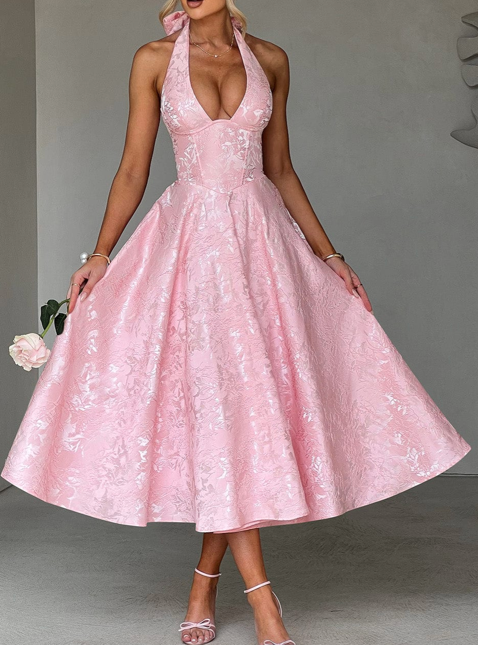 Esmeralda | Halter bezrukávové midi šaty