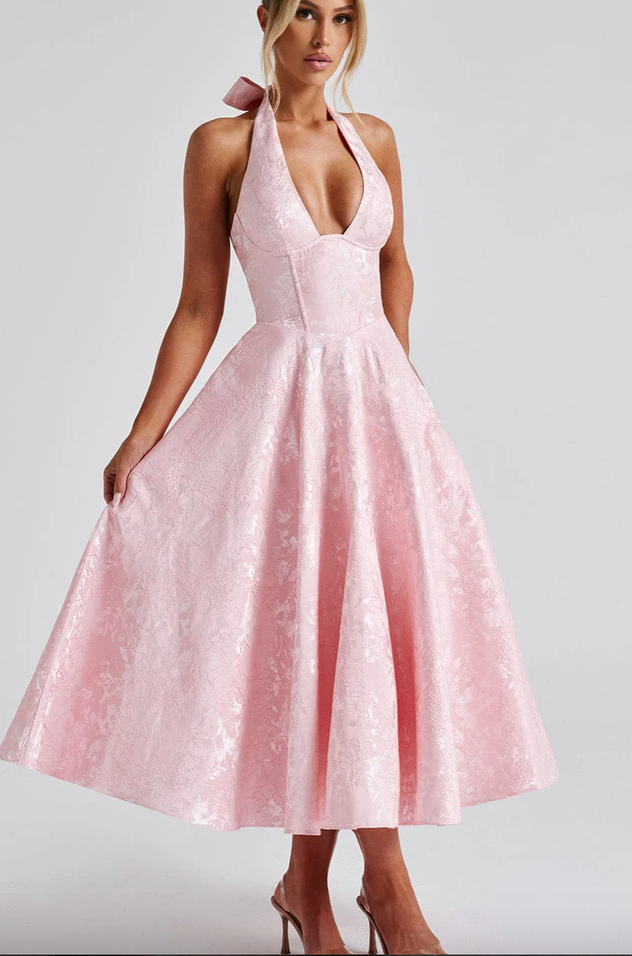 Esmeralda | Halter bezrukávové midi šaty