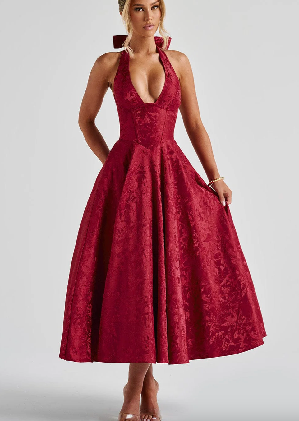 Esmeralda | Halter bezrukávové midi šaty