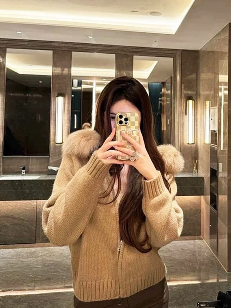 Mikina s kapucí z umělé kožešiny Alison