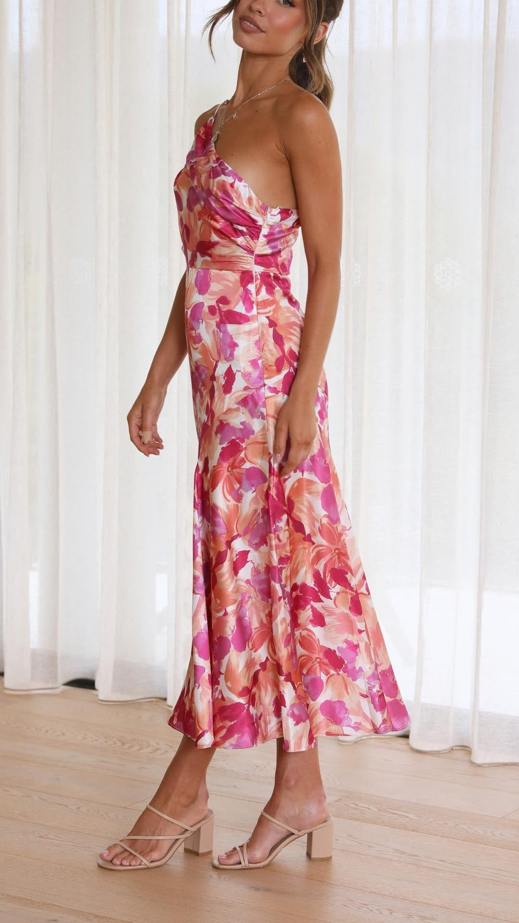 Sophie | Floral One Shoulder Midi Dress