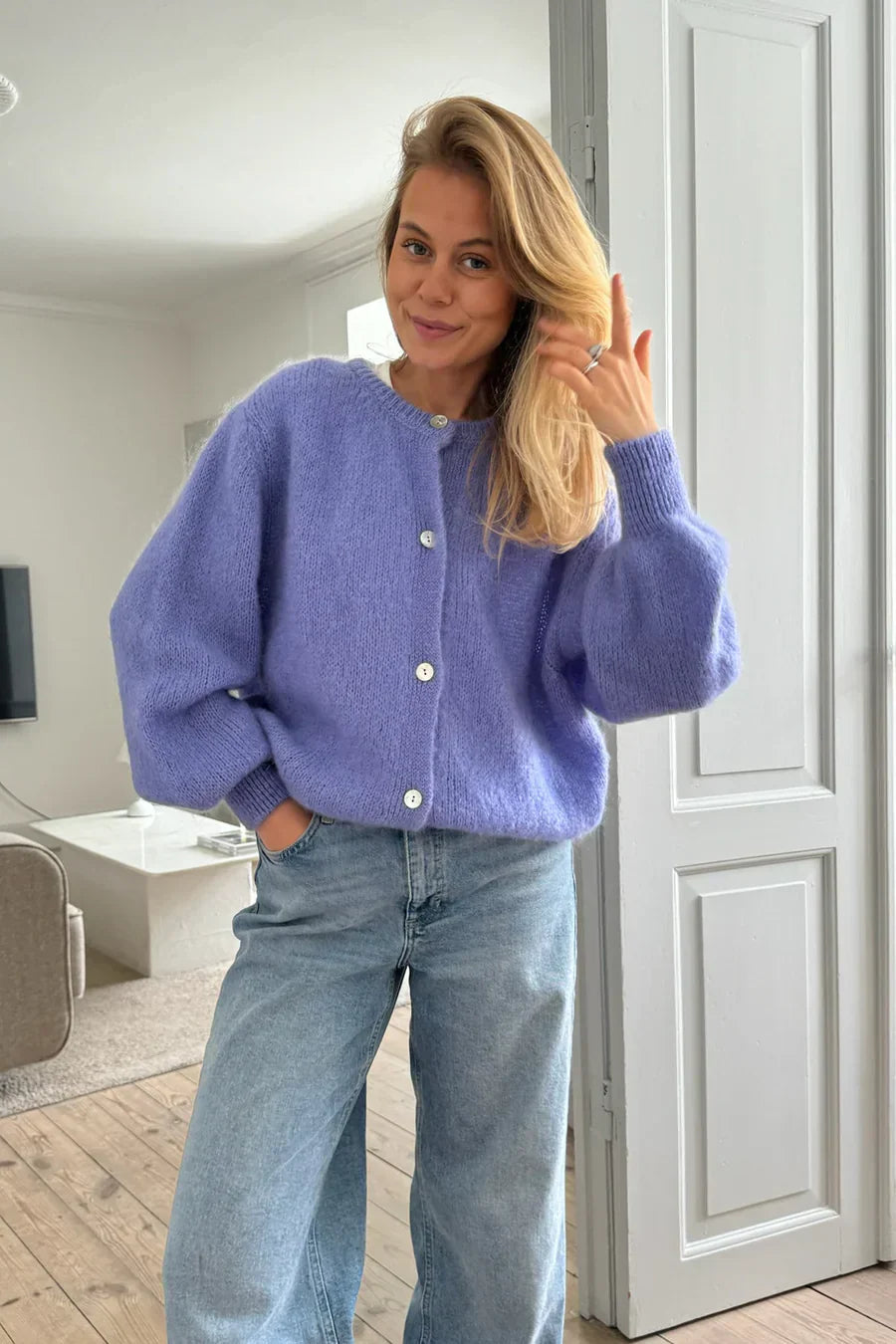 Pletená Vesta - Fialová