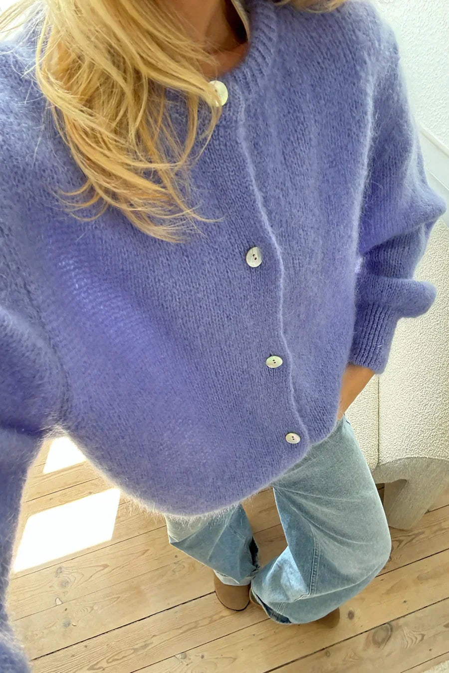 Pletená Vesta - Fialová