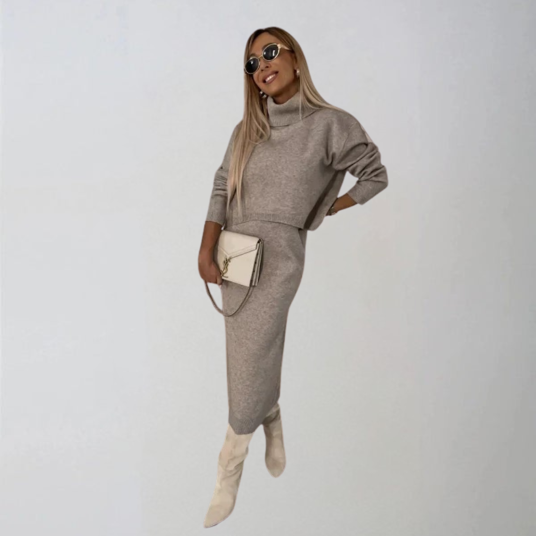 Isla | Pletené šaty bez rukávů s přehozem