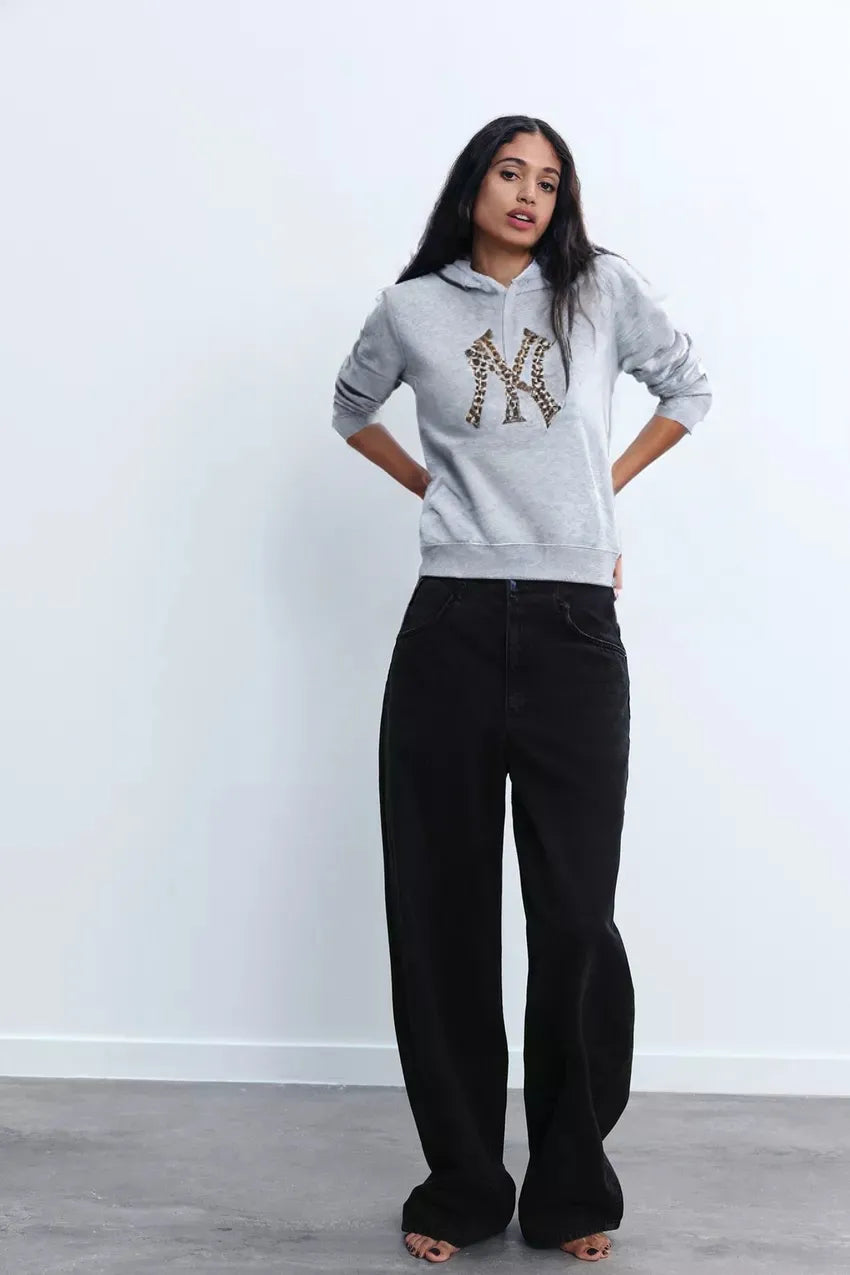 NYC Leopard Mikina s kapucí