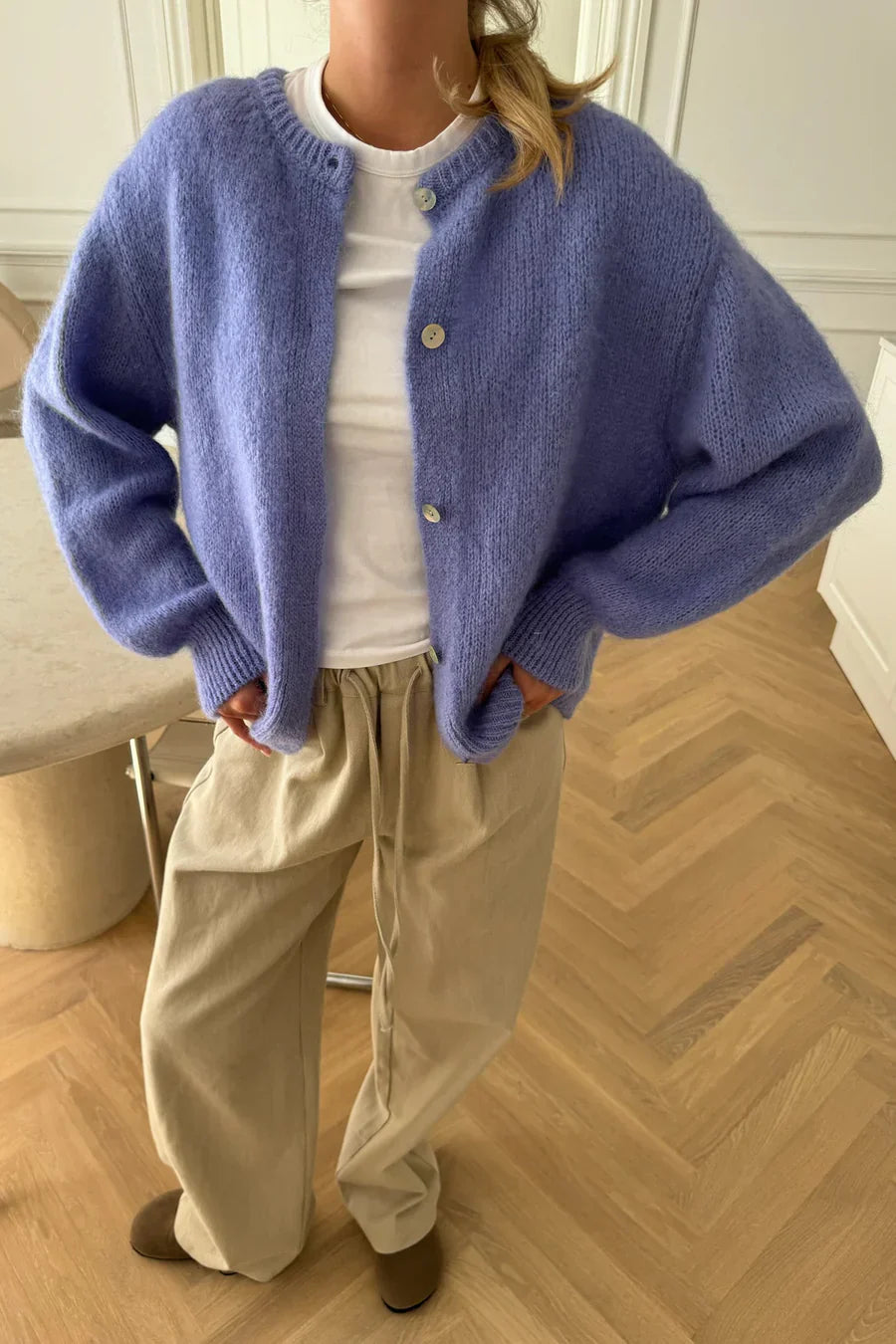 Pletená Vesta - Fialová