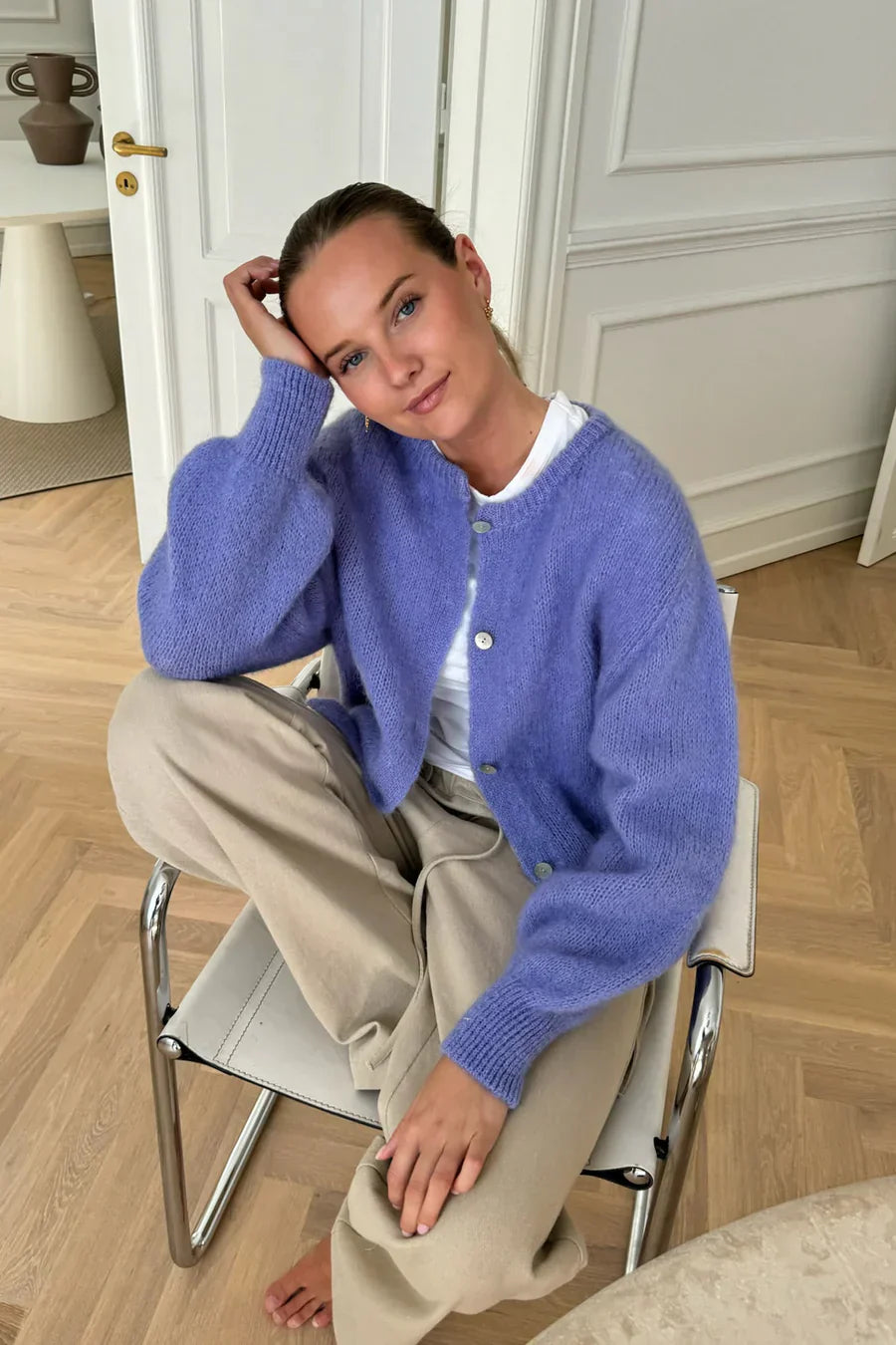 Pletená Vesta - Fialová