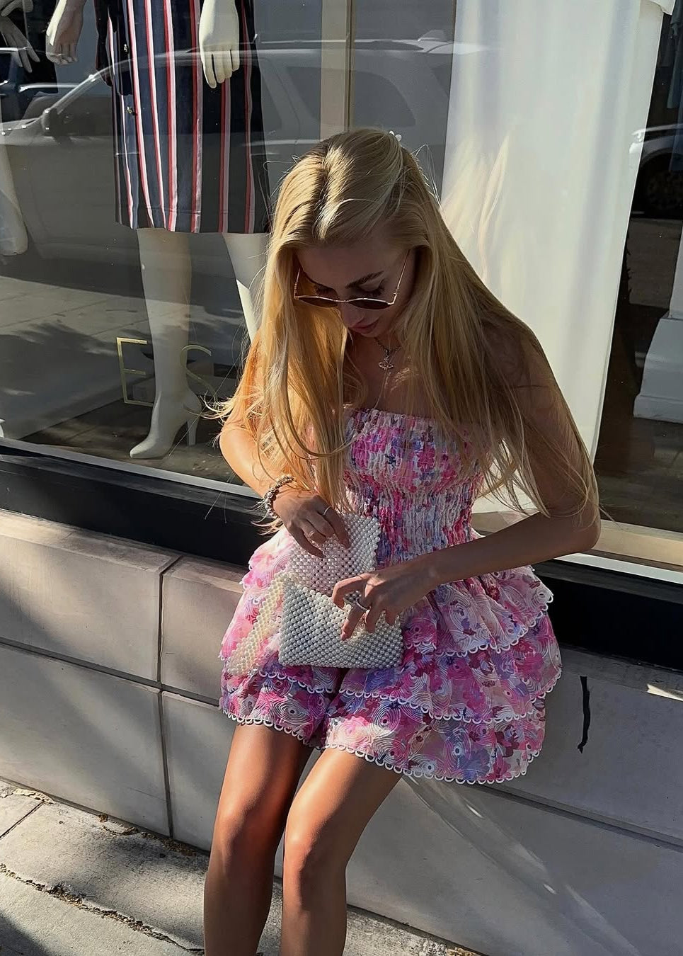 Cecilia | Šaty bez ramínek s květinovým vzorem